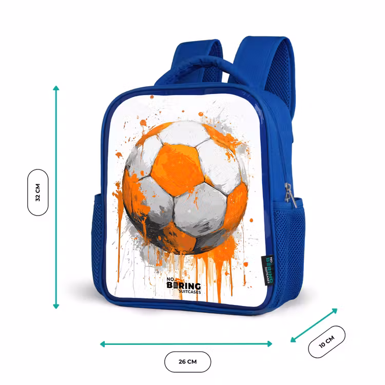 Voetbal - Verf - Oranje Kinderrugzak - Blauw middel -productfoto_formaten