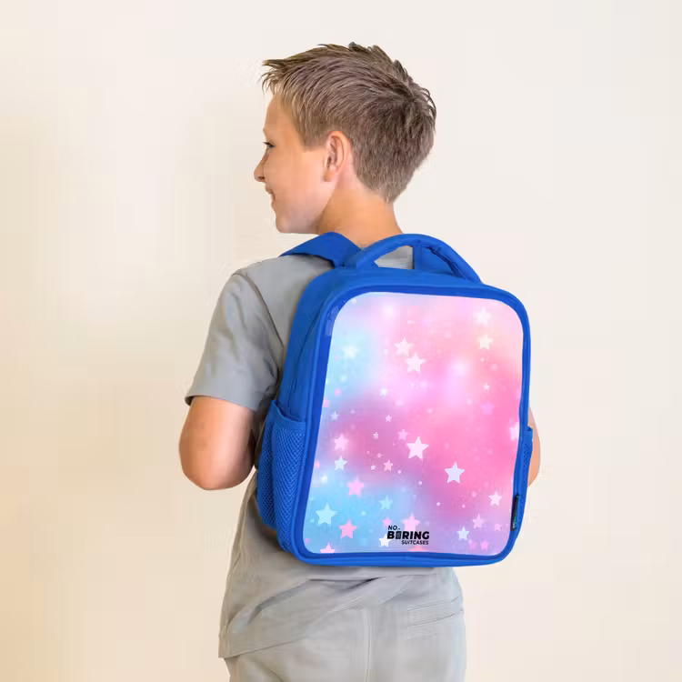 Sterren - Roze - Blauw Kinderrugzak - Blauw middel -sfeer2