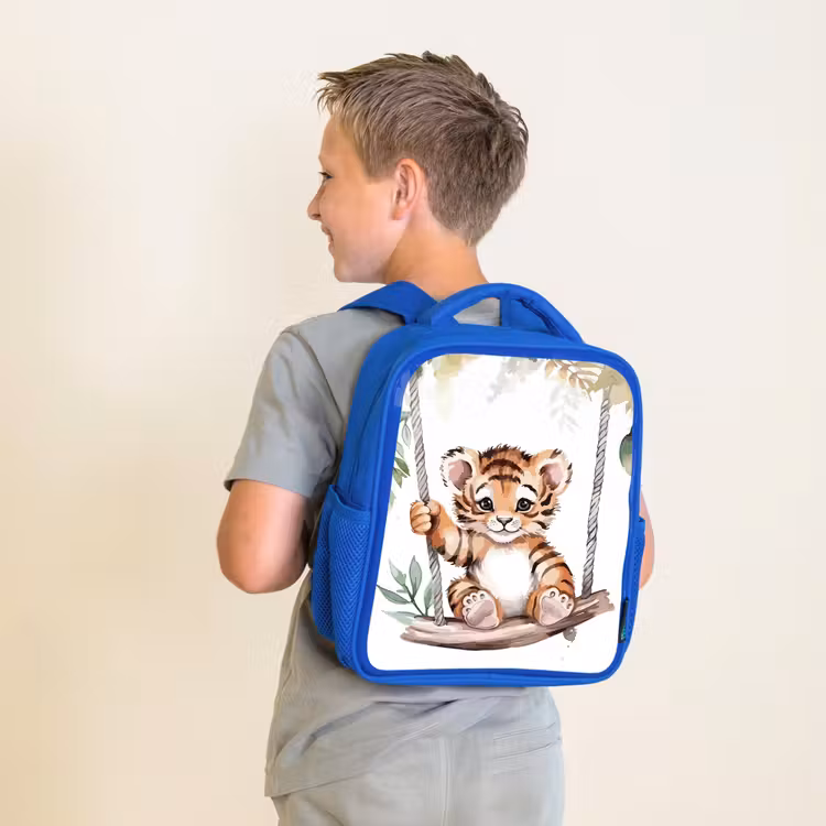Tijger - Dier - Kinderen - Jungle Kinderrugzak - Blauw middel -sfeer2