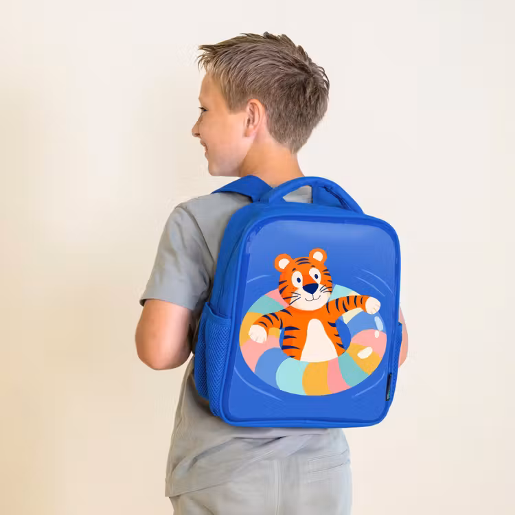 Tijger - Zwemband - Water Kinderrugzak - Blauw middel -sfeer2
