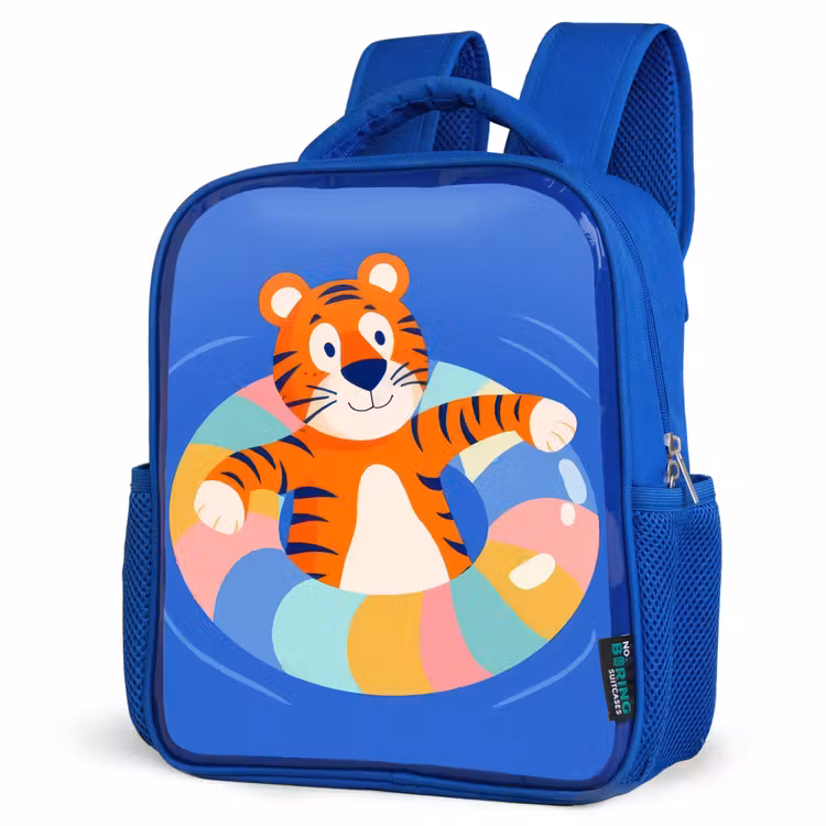 Tijger - Zwemband - Water Kinderrugzak - Blauw middel -schuin