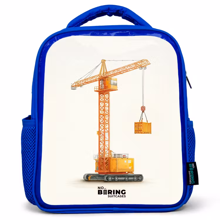 Torenkraan - Getekend - Oranje Kinderrugzak - Blauw middel -3d