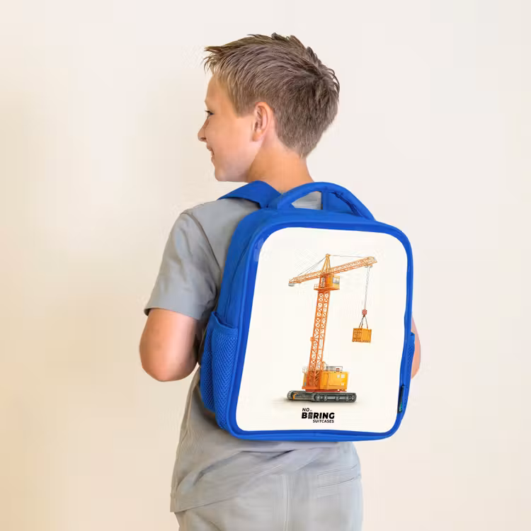 Torenkraan - Getekend - Oranje Kinderrugzak - Blauw middel -sfeer2