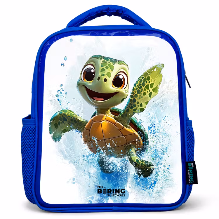 Schildpad - Water - Groen Kinderrugzak - Blauw middel -3d