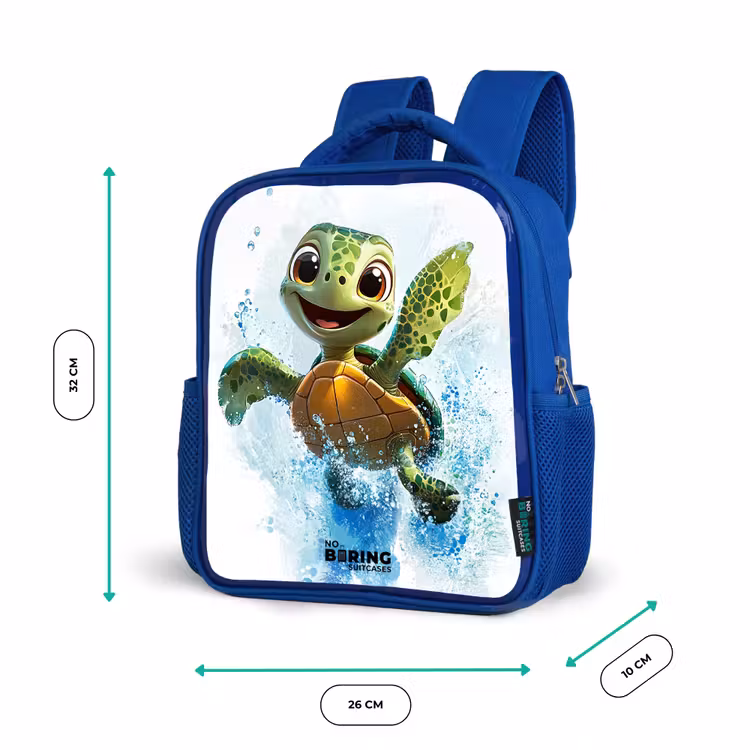 Schildpad - Water - Groen Kinderrugzak - Blauw middel -productfoto_formaten