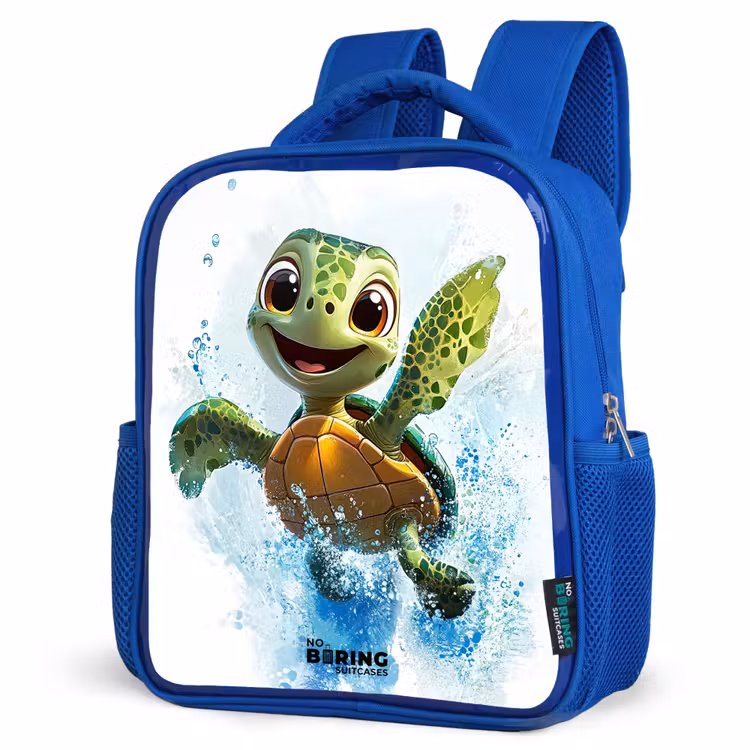 Schildpad - Water - Groen Kinderrugzak - Blauw middel -schuin