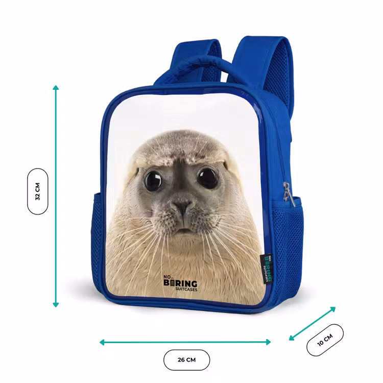Zyon Zeehond Kinderrugzak - Blauw middel -productfoto_formaten