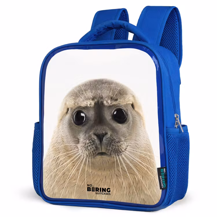 Zyon Zeehond Kinderrugzak - Blauw middel -schuin