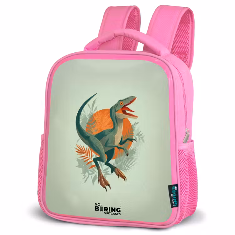 Dier - Dino - Natuur Kinderrugzak - Roze middel -schuin