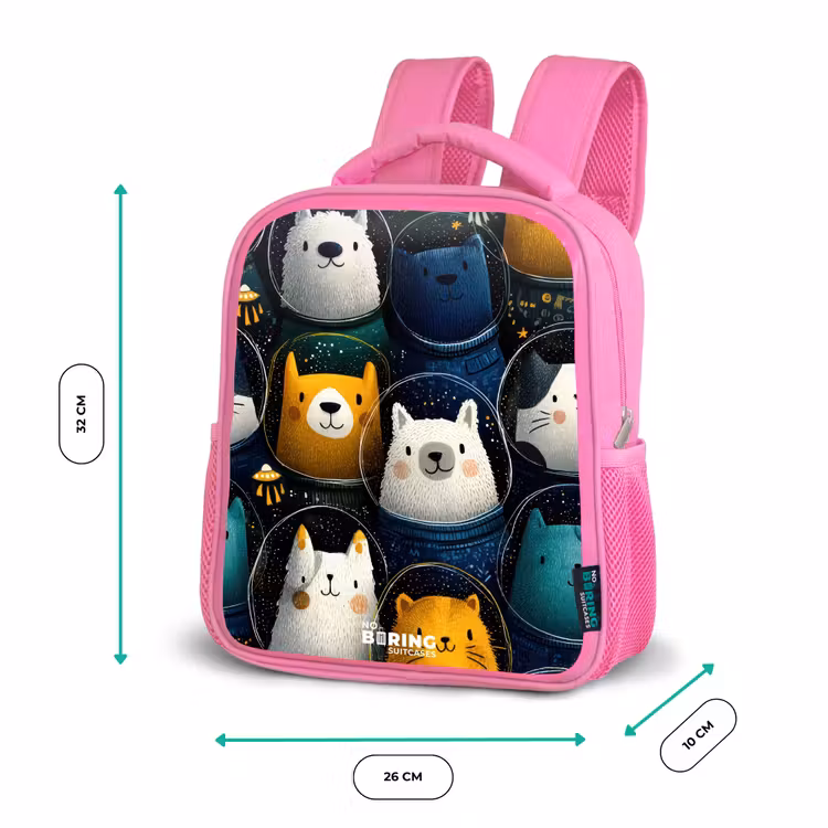 Dieren - Sterren - Planeten - Astronaut Kinderrugzak - Roze middel -productfoto_formaten