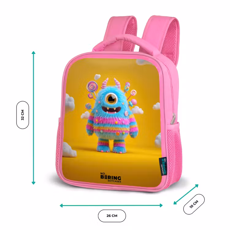 Snoep - Monster - Regenboog Kinderrugzak - Roze middel -productfoto_formaten