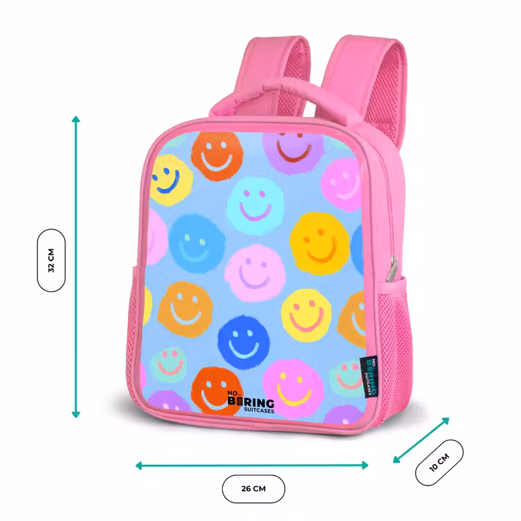 Vrolijk patroon van smileys Kinderrugzak - Roze middel -productfoto_formaten