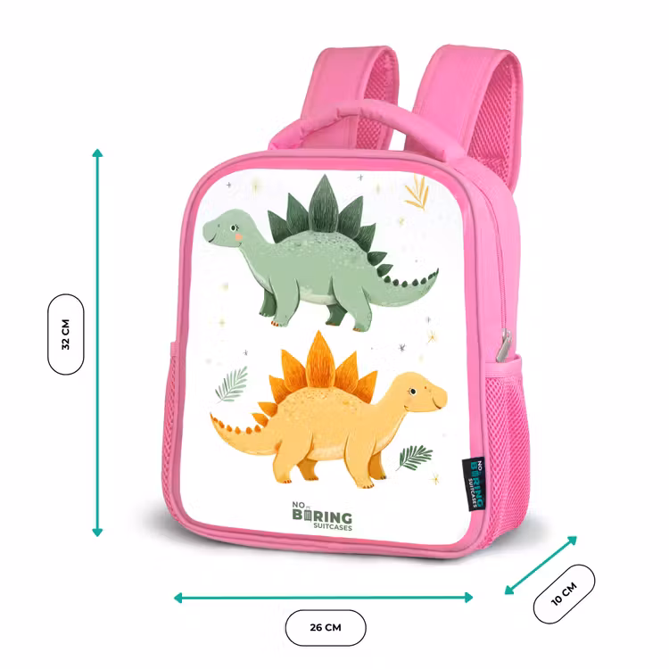 Vrolijke stegosaurusvrienden Kinderrugzak - Roze middel -productfoto_formaten