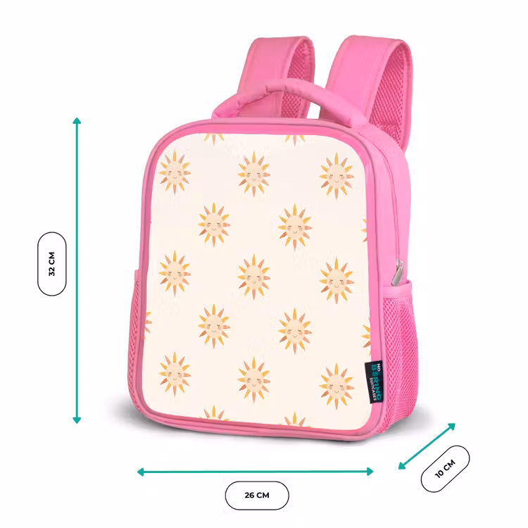 Vrolijk - Zon - Blosjes - Boho Kinderrugzak - Roze middel 863 -productfoto_formaten