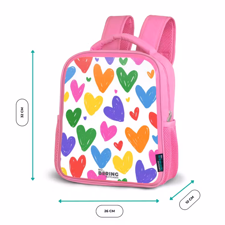 Gekleurde hartjes Kinderrugzak - Roze middel -productfoto_formaten