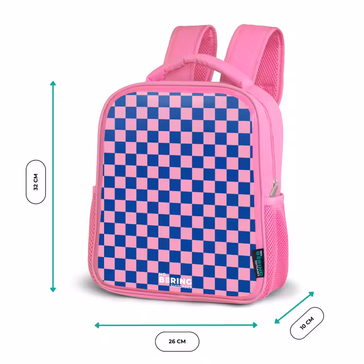 Blokjes - Blauw - Roze Kinderrugzak - Roze middel -productfoto_formaten