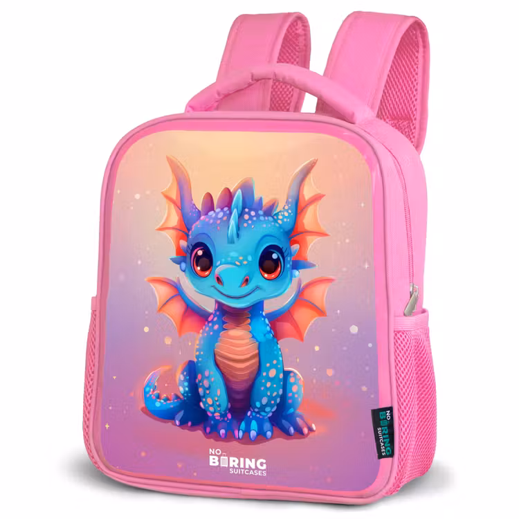 Schattige baby draak Kinderrugzak - Roze middel -schuin