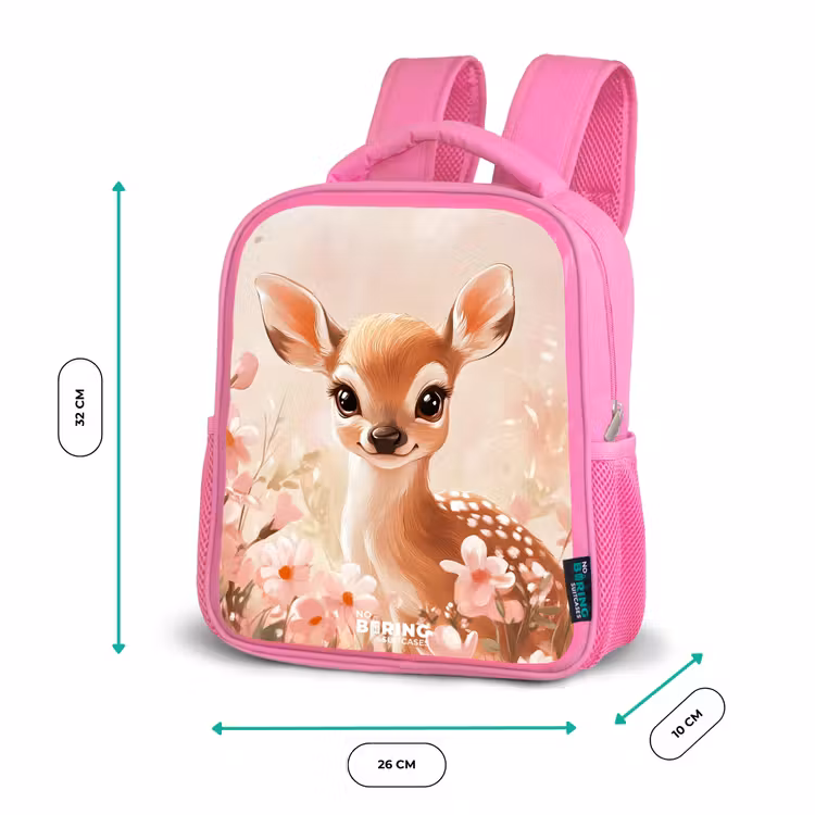 Hertje - Ogen - Stippen - Bloemen Kinderrugzak - Roze middel -productfoto_formaten