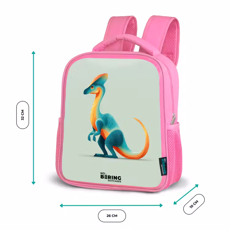 Dino - Blauw - Dier Kinderrugzak - Roze middel -productfoto_formaten