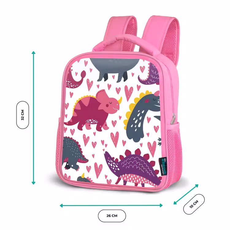Dino - Hart - Patronen - Roze - Meisjes - Dinosaurus Kinderrugzak - Roze middel -productfoto_formaten