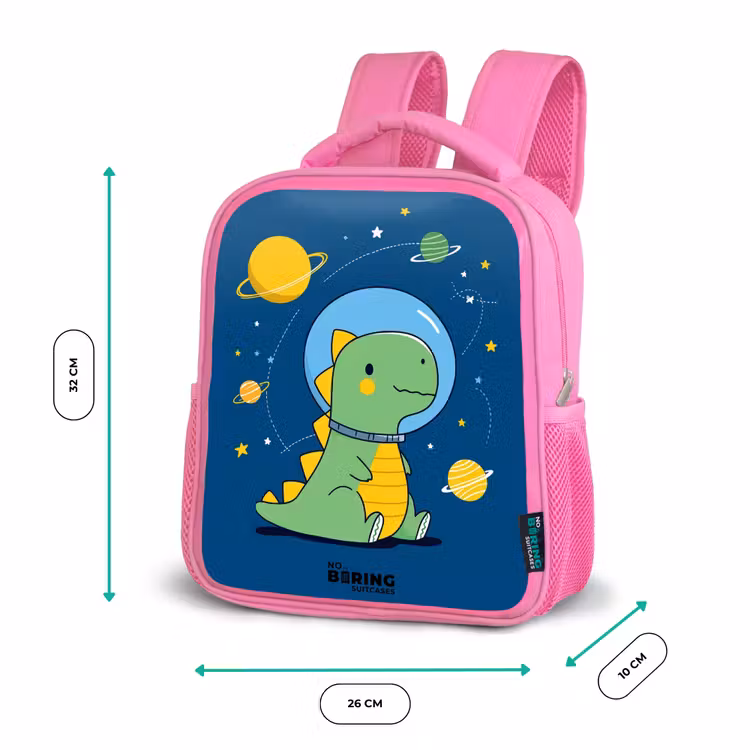 Dino - Planeet - Ster - Blauw Kinderrugzak - Roze middel -productfoto_formaten
