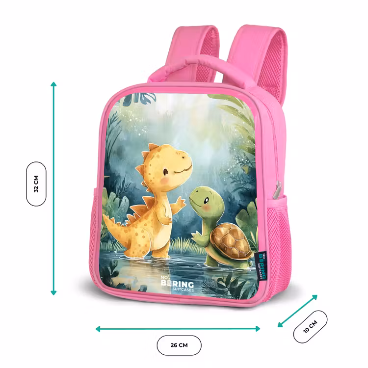 Dino - Schildpad - Jungle Kinderrugzak - Roze middel -productfoto_formaten