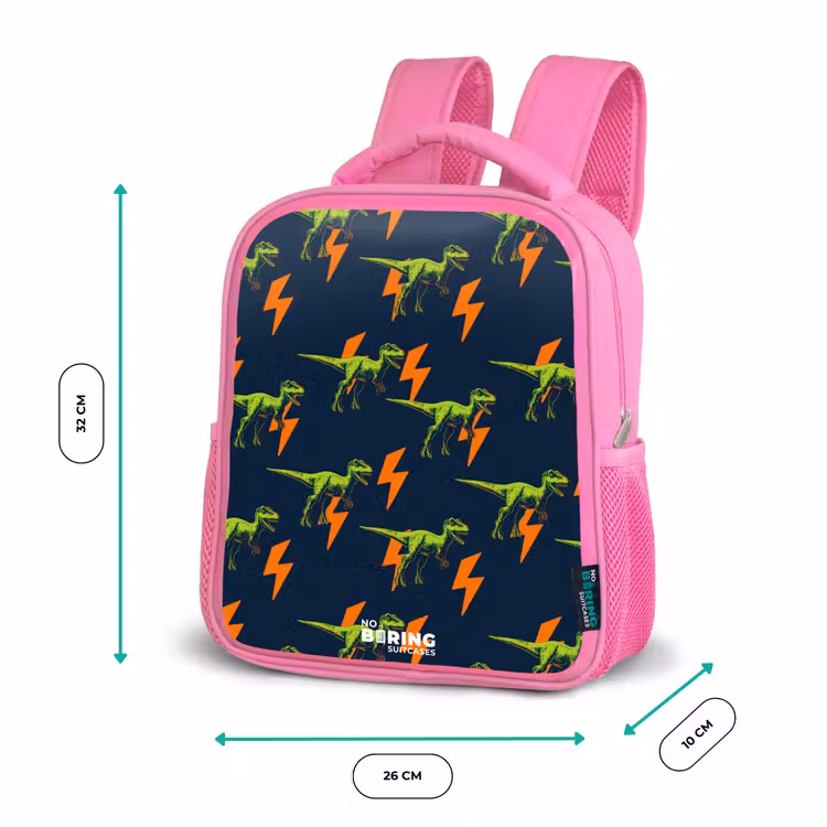 Dinos - Bliksem - Dieren - Blauw Kinderrugzak - Roze middel -productfoto_formaten