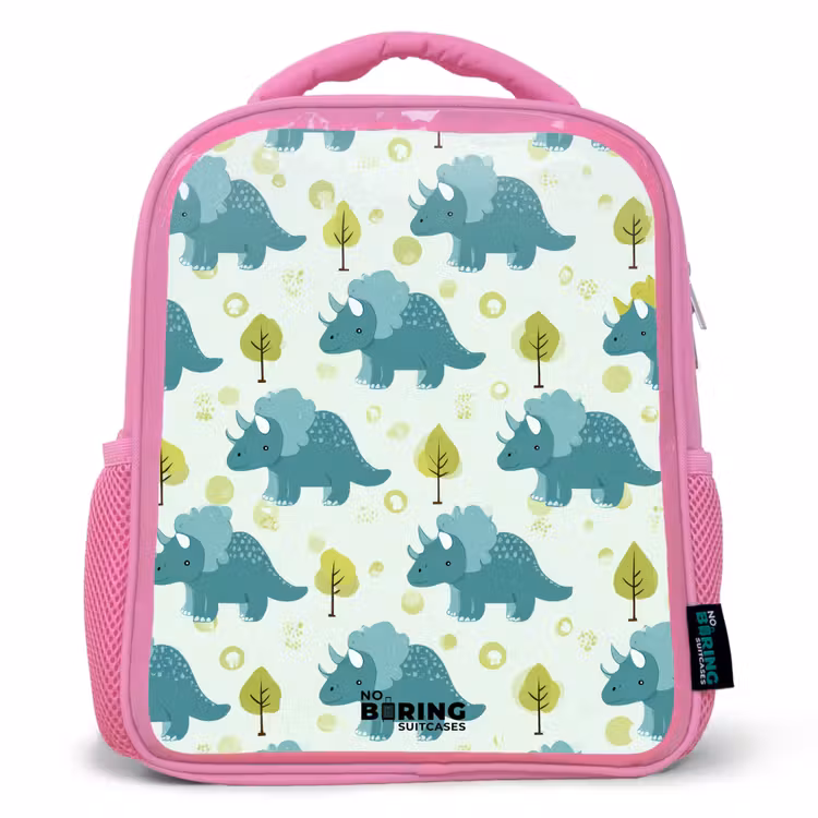 Dinos - Patroon - Natuur Kinderrugzak - Roze middel -3d