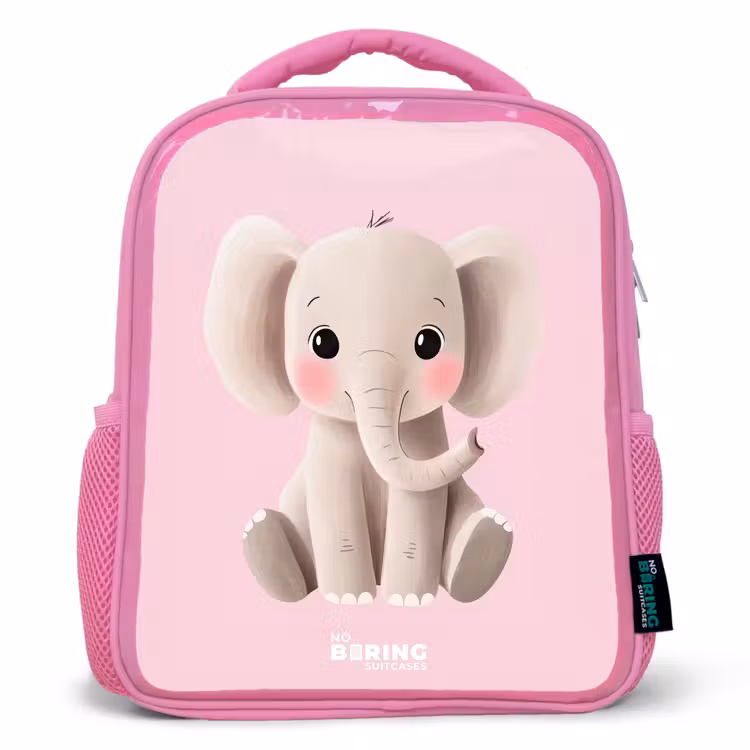Olifant - Baby - Blosjes - Illustratie Kinderrugzak - Roze middel -3d