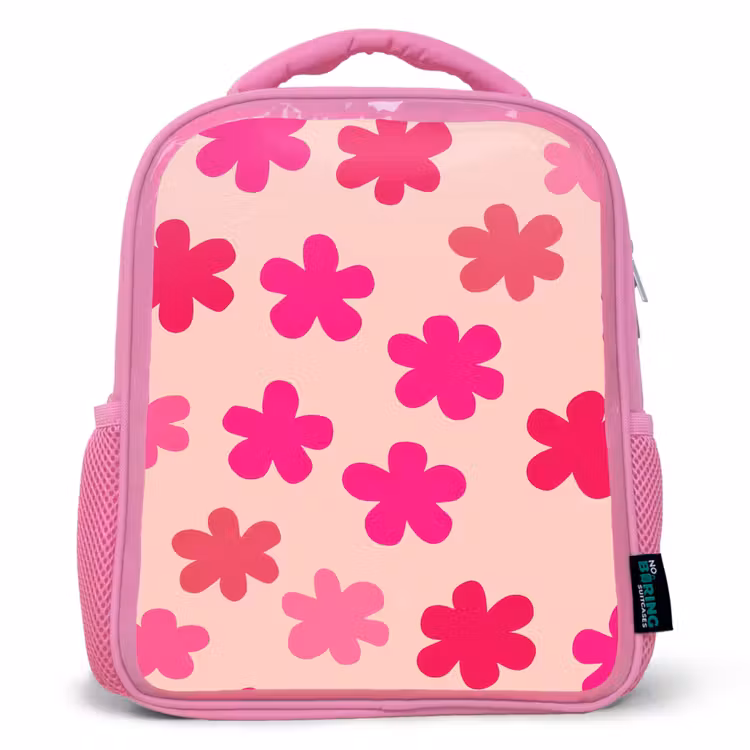 Bloemen - Patroon - Roze Kinderrugzak - Roze middel -3d