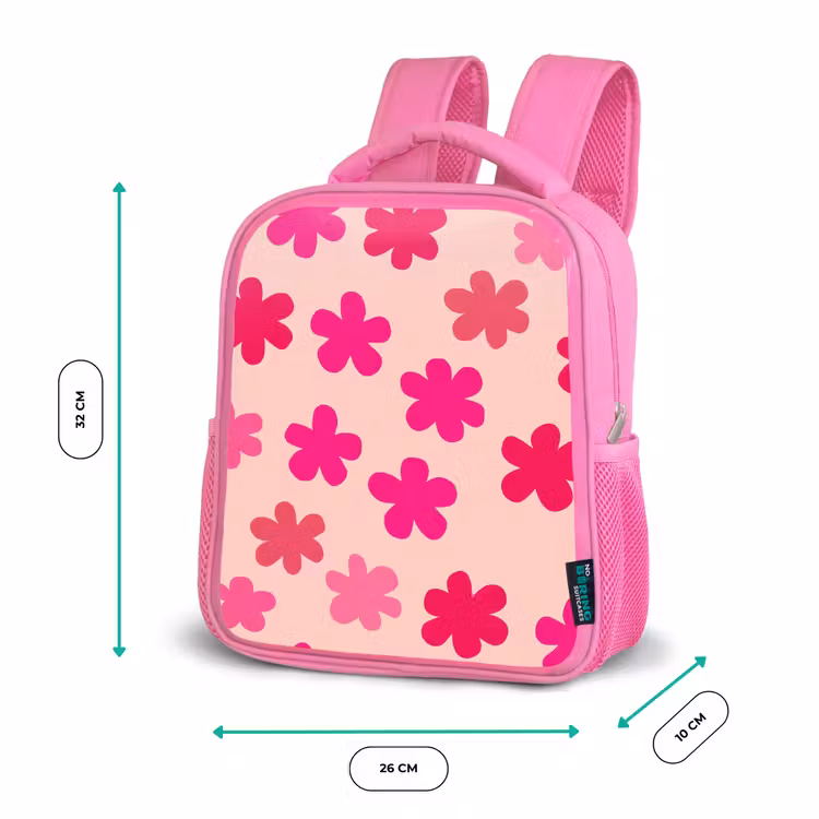 Bloemen - Patroon - Roze Kinderrugzak - Roze middel -productfoto_formaten