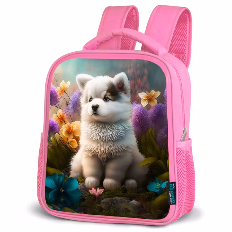 Fluffy Franky Kinderrugzak - Roze middel -schuin