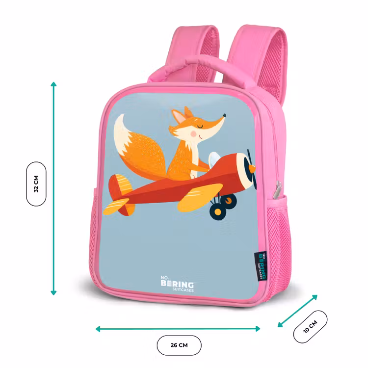 Vos - Vliegtuig - Vliegen Kinderrugzak - Roze middel -productfoto_formaten