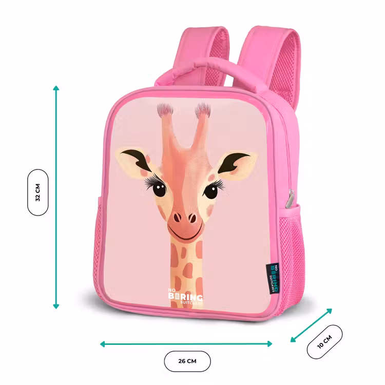 Giraffe - Wimpers - Minimalistisch - Roze Kinderrugzak - Roze middel -productfoto_formaten