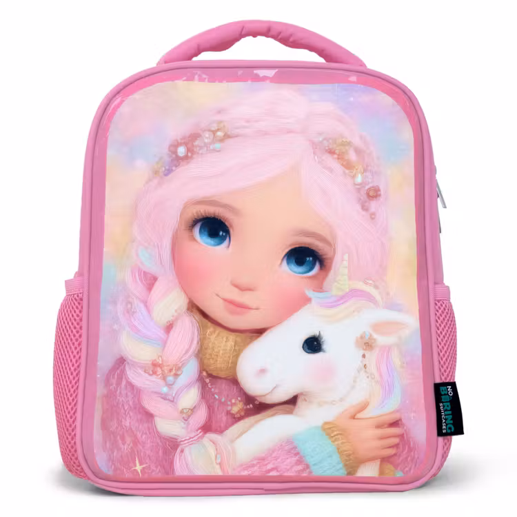 Meisje - Eenhoorn - Roze Kinderrugzak - Roze middel -3d