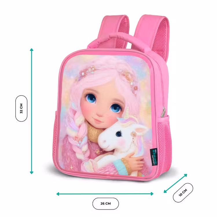 Meisje - Eenhoorn - Roze Kinderrugzak - Roze middel -productfoto_formaten