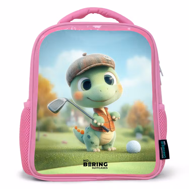 Golf - Dino - Groen Kinderrugzak - Roze middel -3d