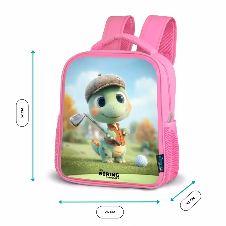 Golf - Dino - Groen Kinderrugzak - Roze middel -productfoto_formaten