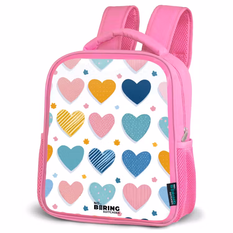 Hartenpatroon Kinderrugzak - Roze middel -schuin