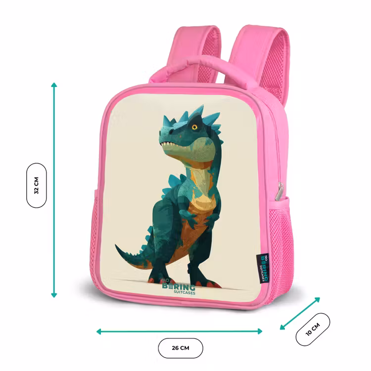 Gehoornde dino met scherpe blik Kinderrugzak - Roze middel -productfoto_formaten