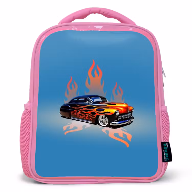 Hotrod flames Kinderrugzak - Roze middel -3d