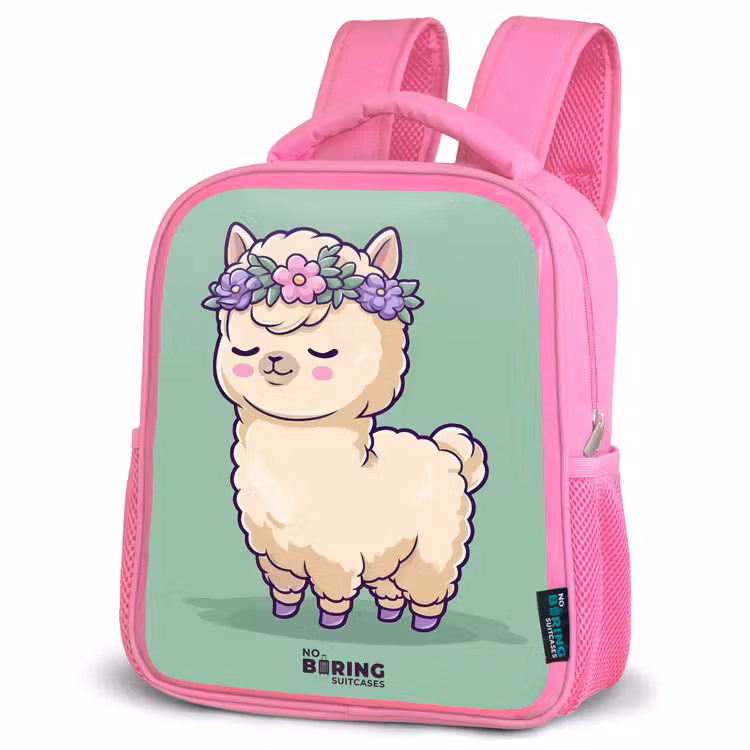 Kawai - Alpaca - Groen Kinderrugzak - Roze middel -schuin