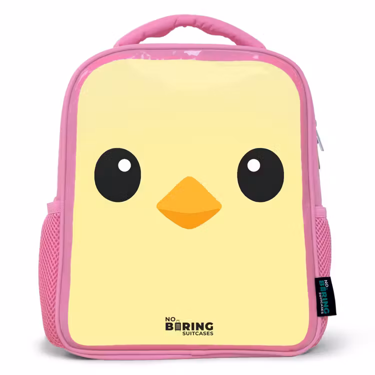 Kawai - Kuiken - Geel Kinderrugzak - Roze middel -3d