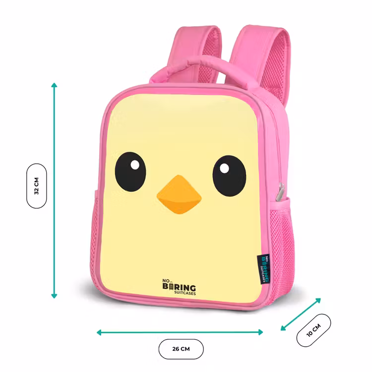 Kawai - Kuiken - Geel Kinderrugzak - Roze middel -productfoto_formaten