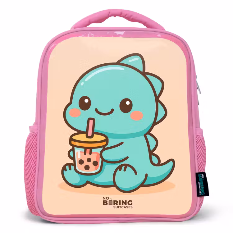 Kawai - Dino - Bubbletea Kinderrugzak - Roze middel -3d