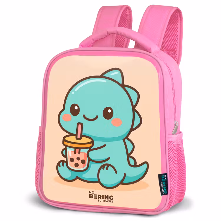 Kawai - Dino - Bubbletea Kinderrugzak - Roze middel -schuin