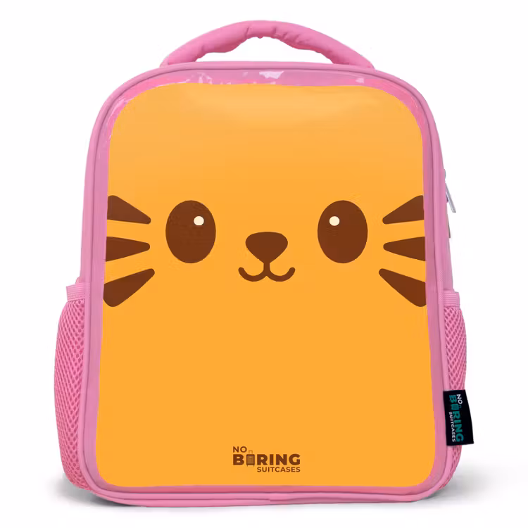 Kawai - Tijger - Oranje Kinderrugzak - Roze middel -3d
