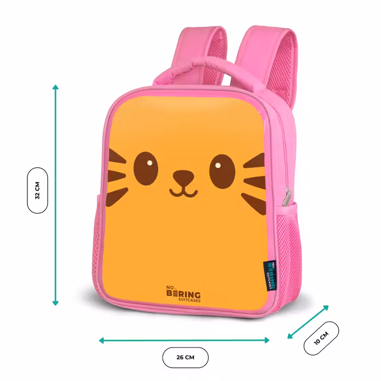 Kawai - Tijger - Oranje Kinderrugzak - Roze middel -productfoto_formaten