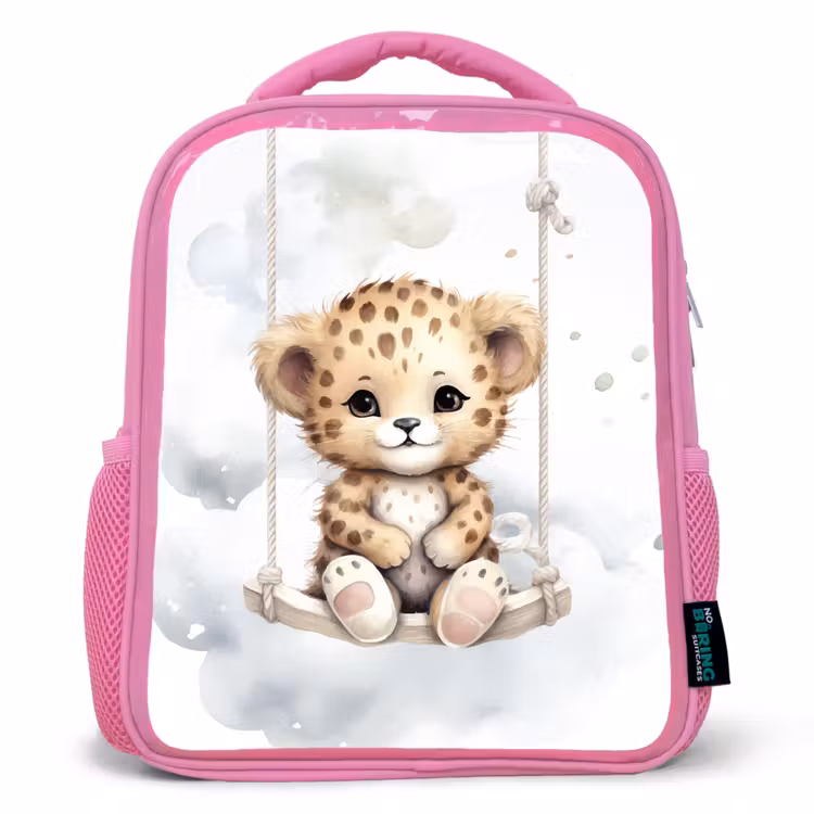 Luipaard - Dier - Kinderen Kinderrugzak - Roze middel -3d