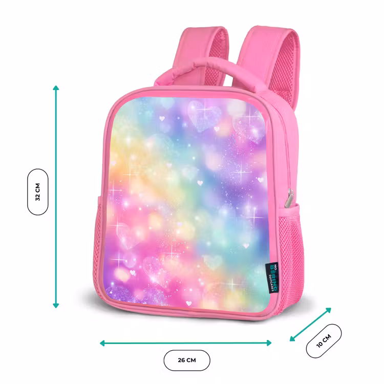 Licht - Regenboog - Hartjes Kinderrugzak - Roze middel -productfoto_formaten